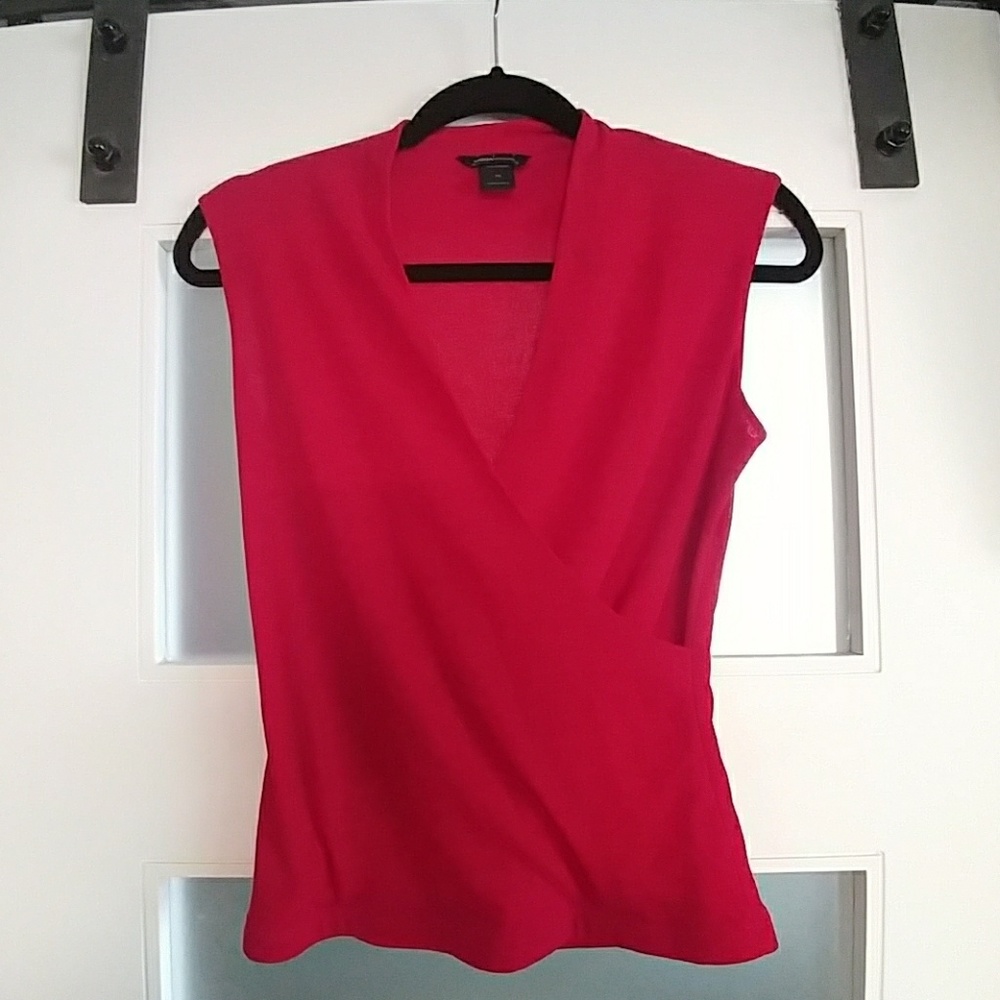 Red V Neck Cross Top
